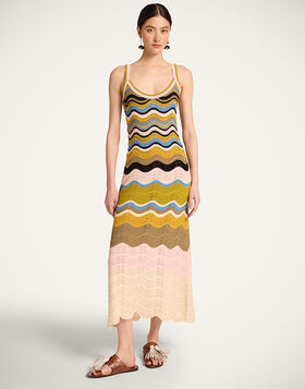 Chevron Sundress La DoubleJ: Multicolor Geen &  Pink DRE0916KNI158