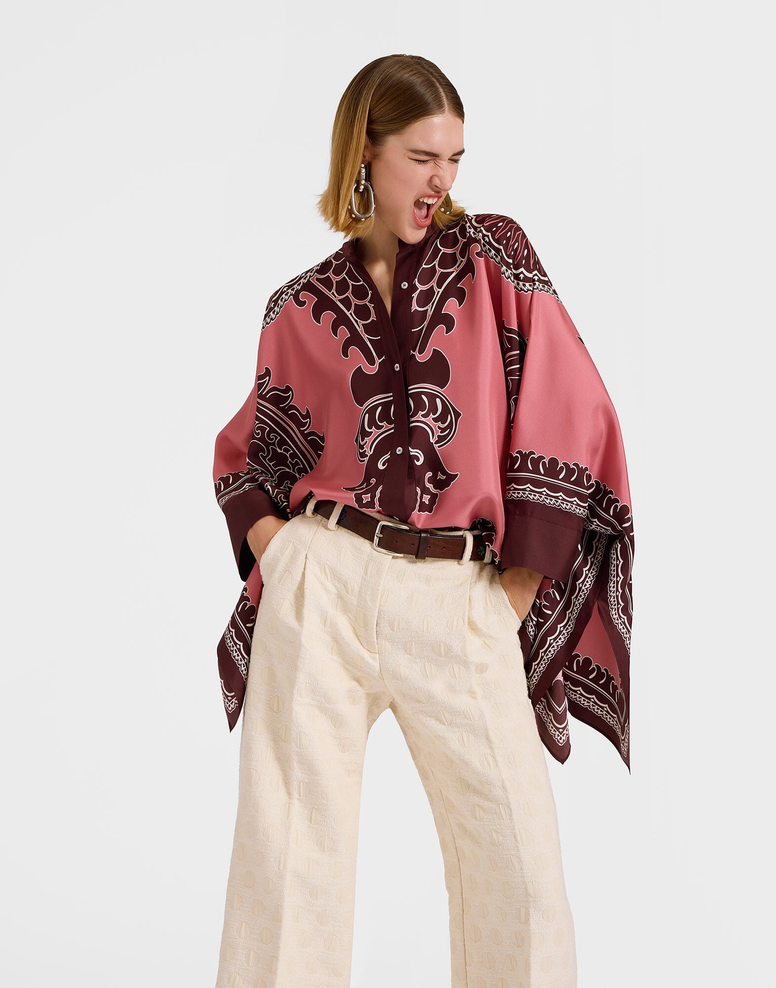 Foulard Shirt La DoubleJ: Oltrarno Placée Pink SHI0167LAC008