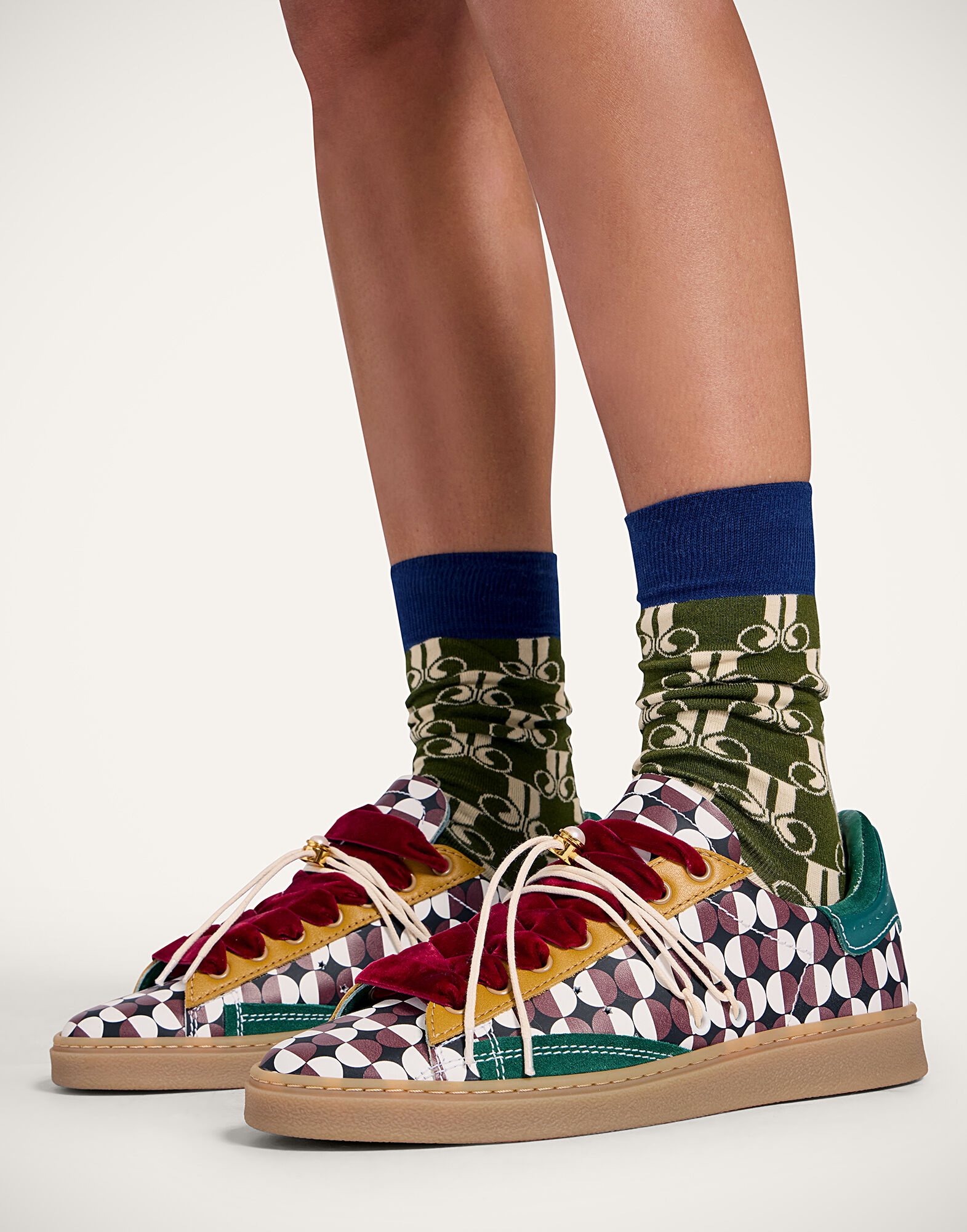 All Time Socks La DoubleJ: La DoubleJ Monogram Military Green All Time Socks La DoubleJ: La DoubleJ Monogram Military Green SOC0016COT083
