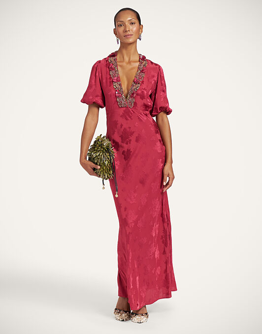 Marlene Dress La DoubleJ: Hibiscus Brick Red Marlene Dress La DoubleJ: Hibiscus Brick Red DRE1204JCQ154