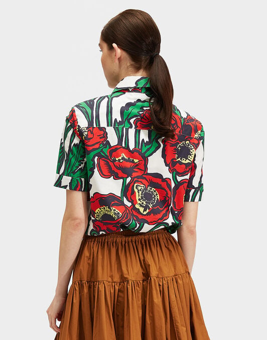 Clerk Shirt La DoubleJ: Big Blooms Bianco Clerk Shirt LaDoubleJ: Big Blooms Bianco SHI0020COT020