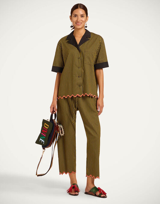 Boxy Shirt La DoubleJ: Pinstripe Green Boxy Shirt La DoubleJ: Pinstripe Green SHI0170VIS029