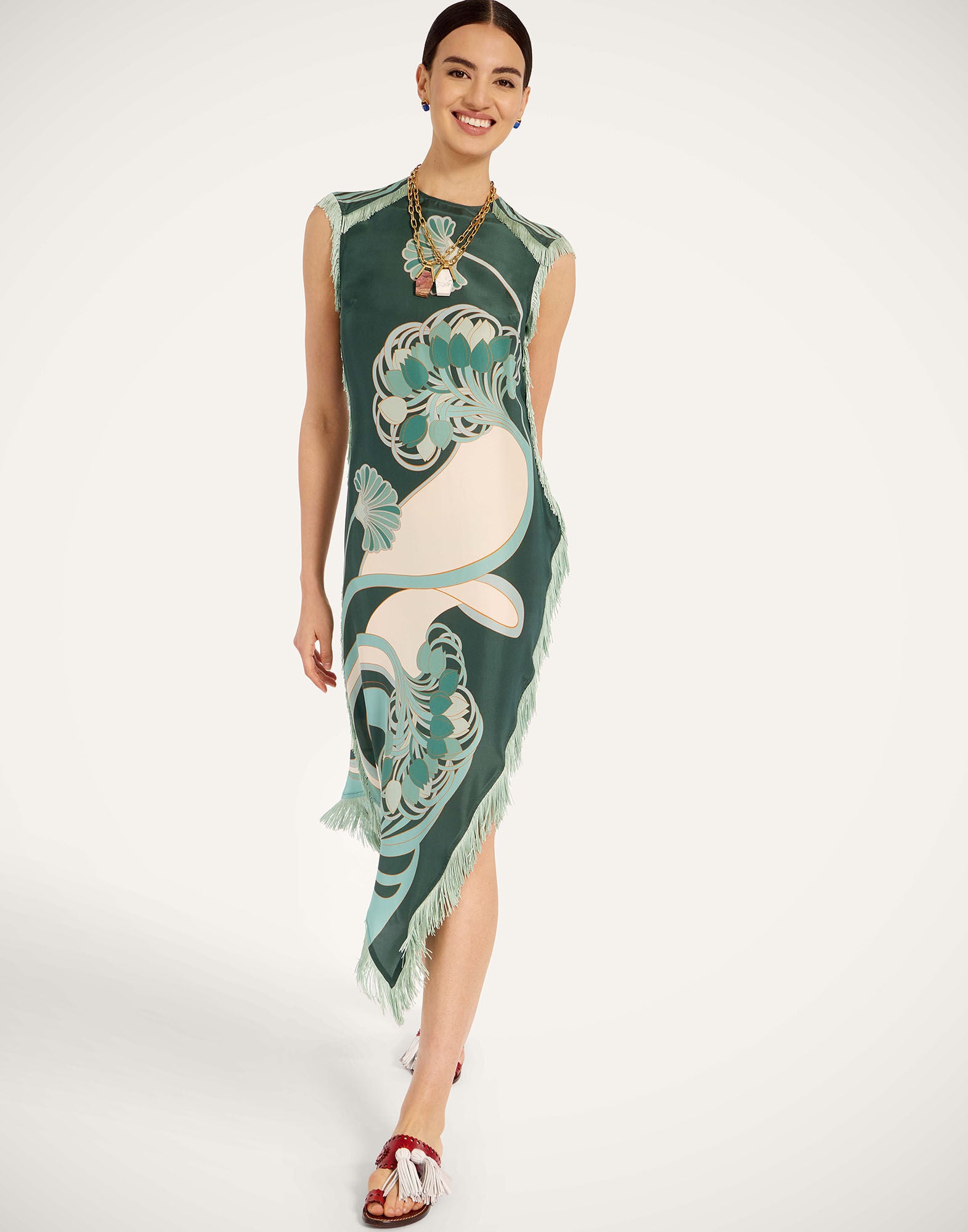 Scarf Dress La DoubleJ: Blooming Tulip Placée Dark Green Scarf Dress La DoubleJ: Blooming Tulip Placée Dark Green DRE0964SIL009
