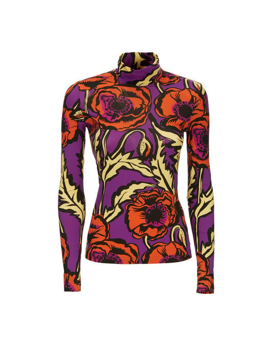 Turtleneck La DoubleJ: Big Blooms Viola Turtleneck LaDoubleJ: Big Blooms Viola SHI0030JER005