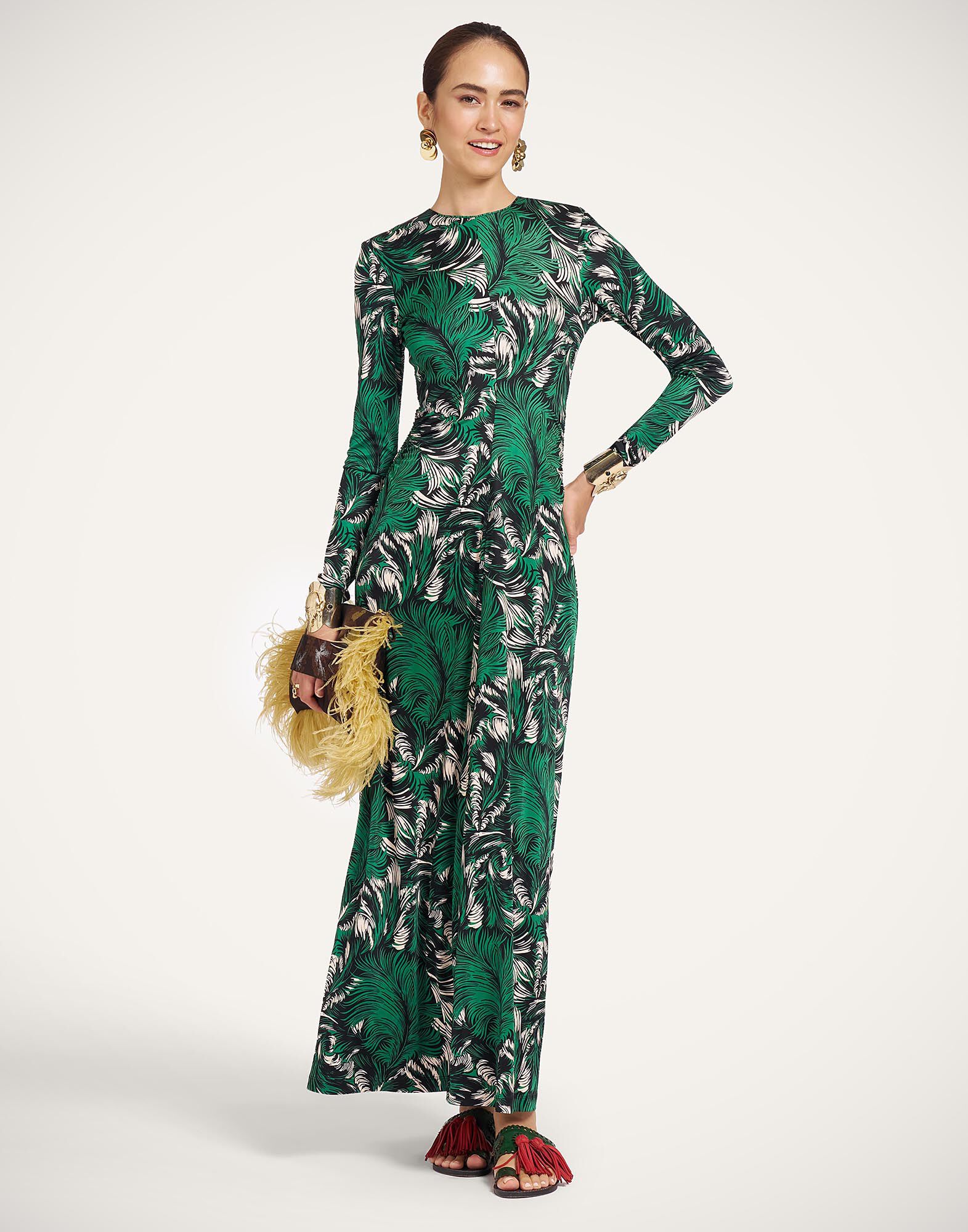 Long Sleeves Angelica Dress La DoubleJ: Quill Green Long Sleeves Angelica Dress La DoubleJ: Quill Green DRE1122JER082