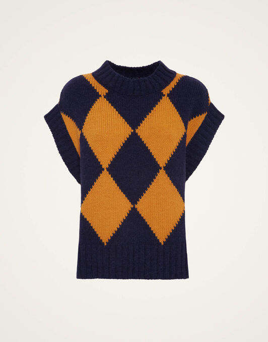Argyle Gilet La DoubleJ: Navy & Yellow TOP0077KNI064