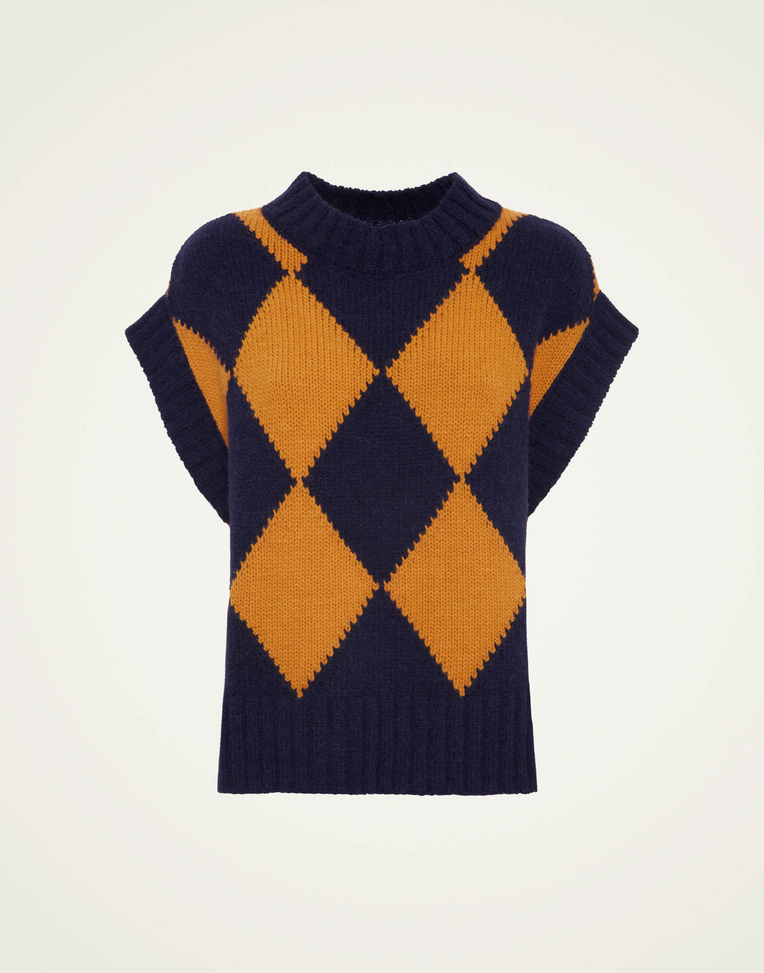 Argyle Gilet La DoubleJ: Navy & Yellow TOP0077KNI064