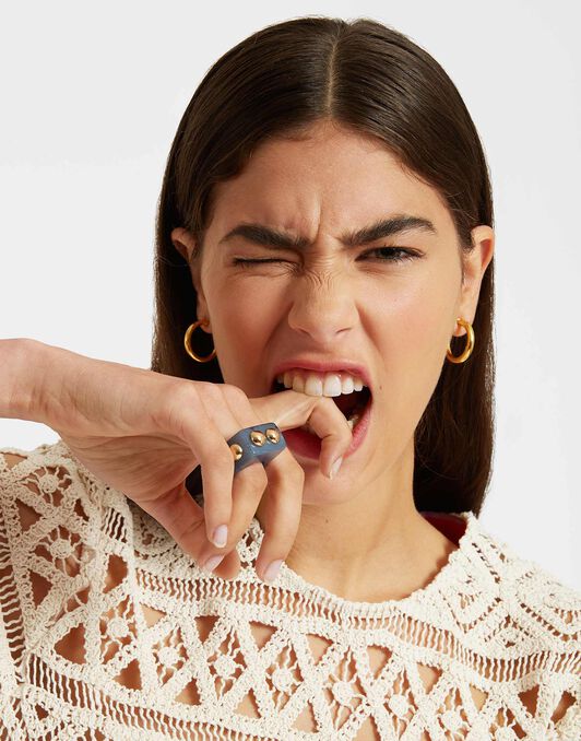 Nefertiti Ring La DoubleJ: Solid Teal Nefertiti Ring La DoubleJ: Solid Teal RIN0004POL005