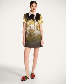 Mini Swing Dress La DoubleJ: Oasis Ombré Placée Green & Black DRE0658COT005