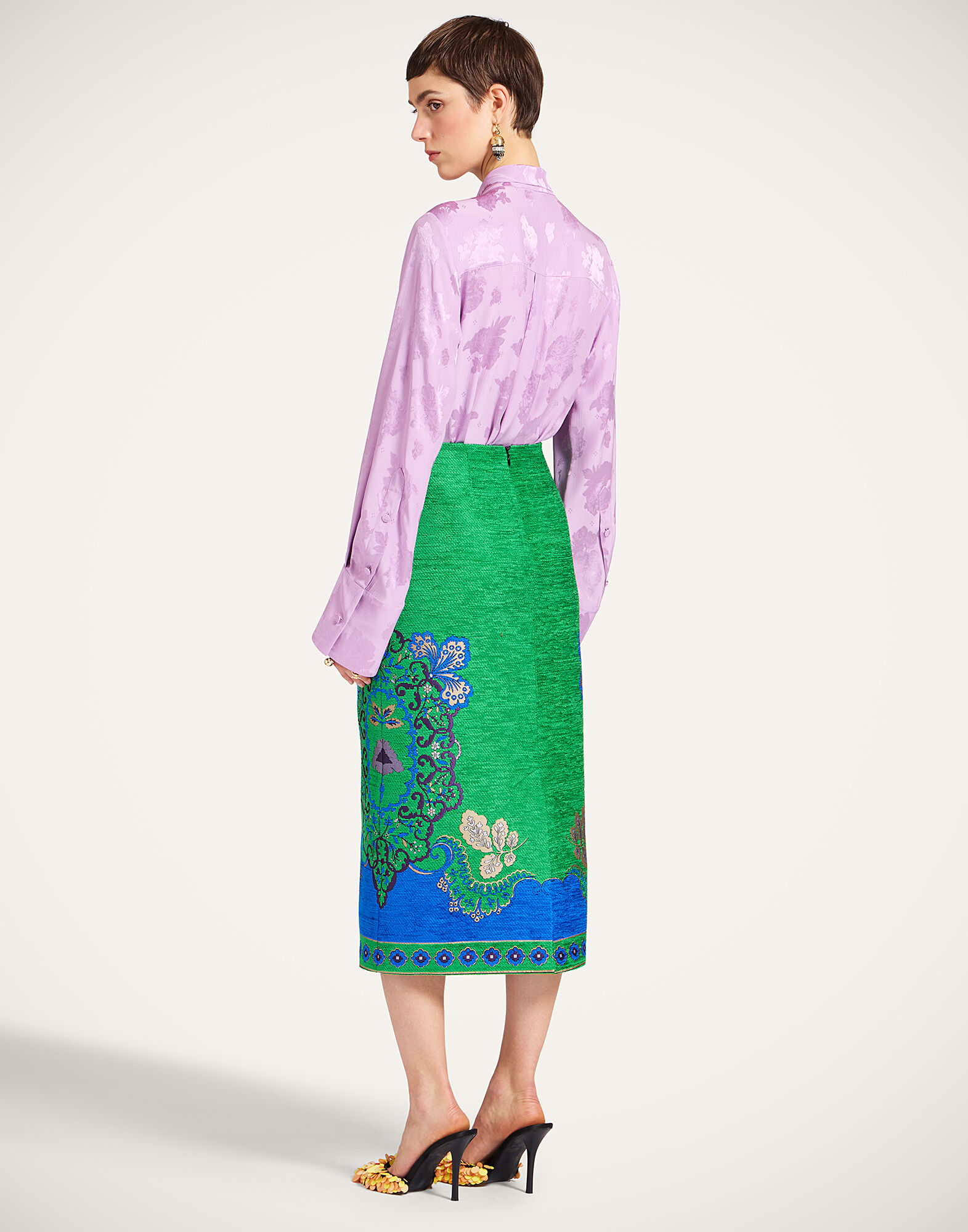 Pencil Skirt La DoubleJ: Cornucopia Placée Green Pencil Skirt La DoubleJ: Cornucopia Placée Green SKI0011JCQ130