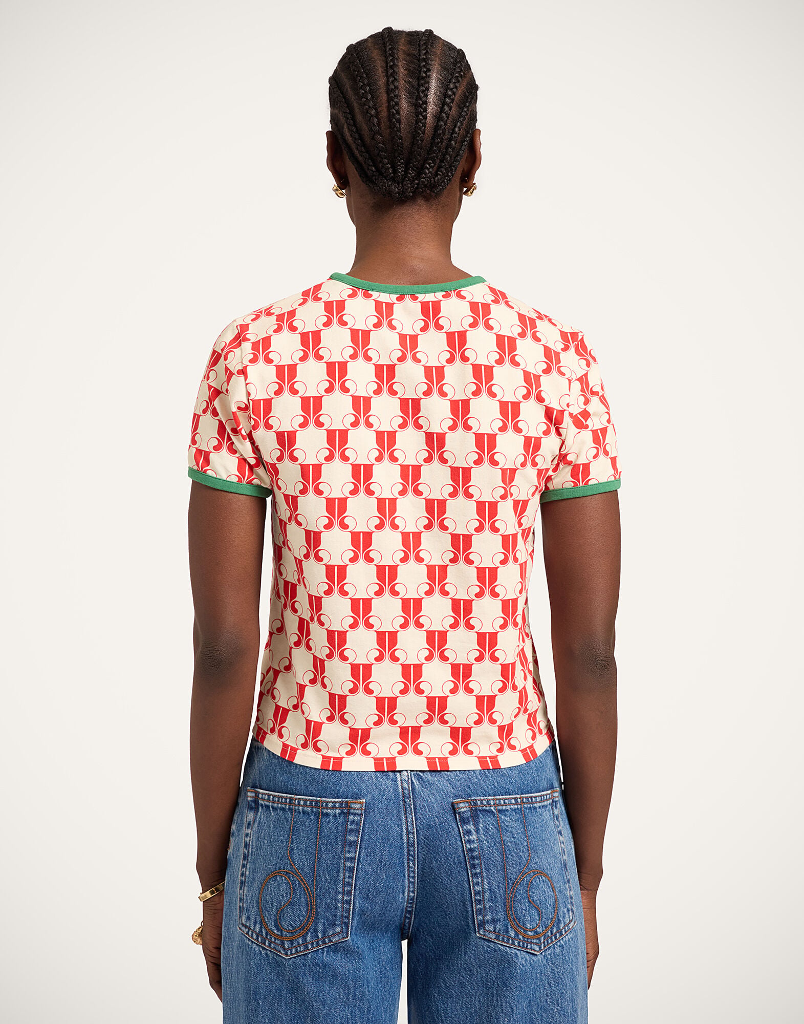 The Cu-Tee Crop La DoubleJ: La DoubleJ Monogram Red The Cu-Tee Crop La DoubleJ: La DoubleJ Monogram Red TSH0068JER076