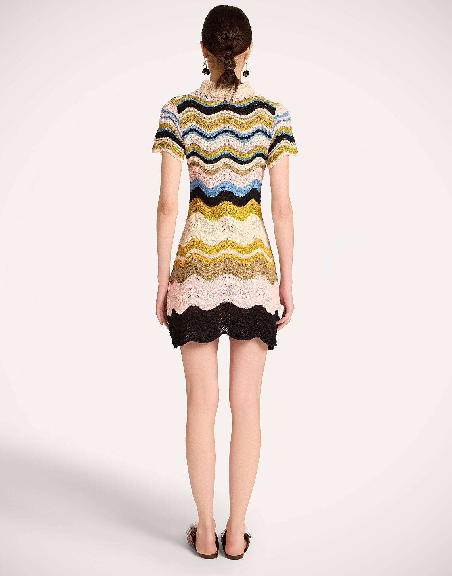 Chevron Mini Dress La DoubleJ: Multicolor Geen & Pink Chevron Mini Dress La DoubleJ: Multicolor Geen & Pink DRE0915KNI158