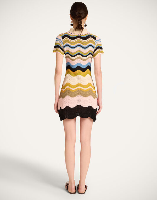 Chevron Mini Dress La DoubleJ: Multicolor Geen & Pink Chevron Mini Dress La DoubleJ: Multicolor Geen & Pink DRE0915KNI158