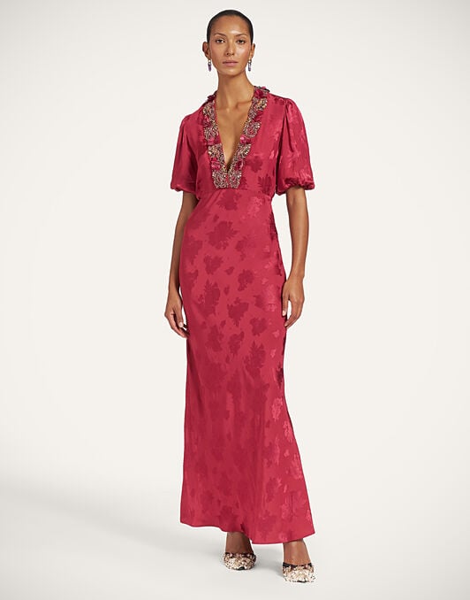 Marlene Dress La DoubleJ: Hibiscus Brick Red Marlene Dress La DoubleJ: Hibiscus Brick Red DRE1204JCQ154