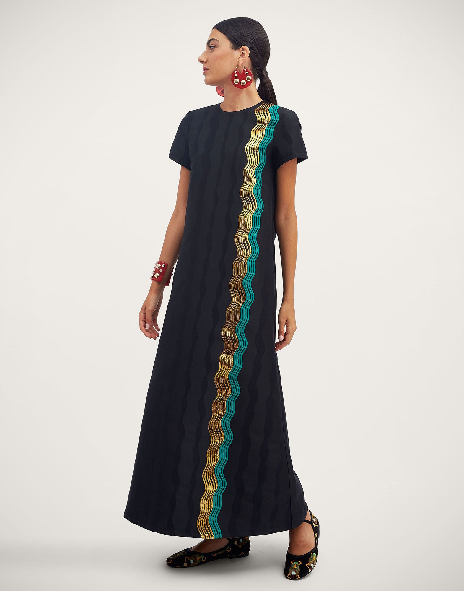 Super Swing Dress La DoubleJ: The Nile Black DRE0001JCQ081