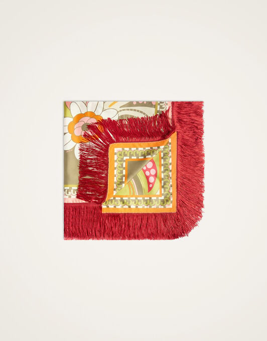 Reversible Fringe Foulard 90 La DoubleJ: Ambrosia Placée Green Reversible Fringe Foulard 90 La DoubleJ: Ambrosia Placée Green SCA0073SIL006