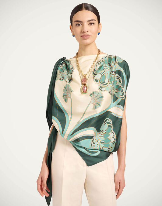 Full-On Foulard La DoubleJ: Blooming Tulip Placée Mint SCA0096SIL029