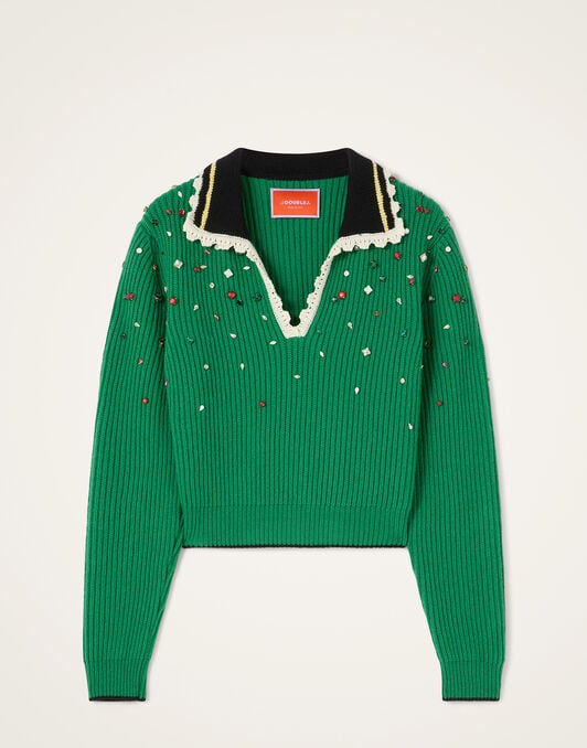 Picket High Sweater La DoubleJ: Solid Green Picket High Sweater La DoubleJ: Solid Green PUL0407KNI037