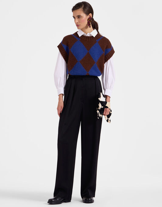 Argyle Gilet La DoubleJ: Bordeaux/Blue Argyle Gilet La DoubleJ: Bordeaux/Blue TOP0077KNI064