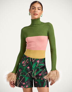 High Kick Top La DoubleJ: Color Block Military Green & Pink High Kick Top La DoubleJ: Color Block Military Green & Pink PUL0167KNI091