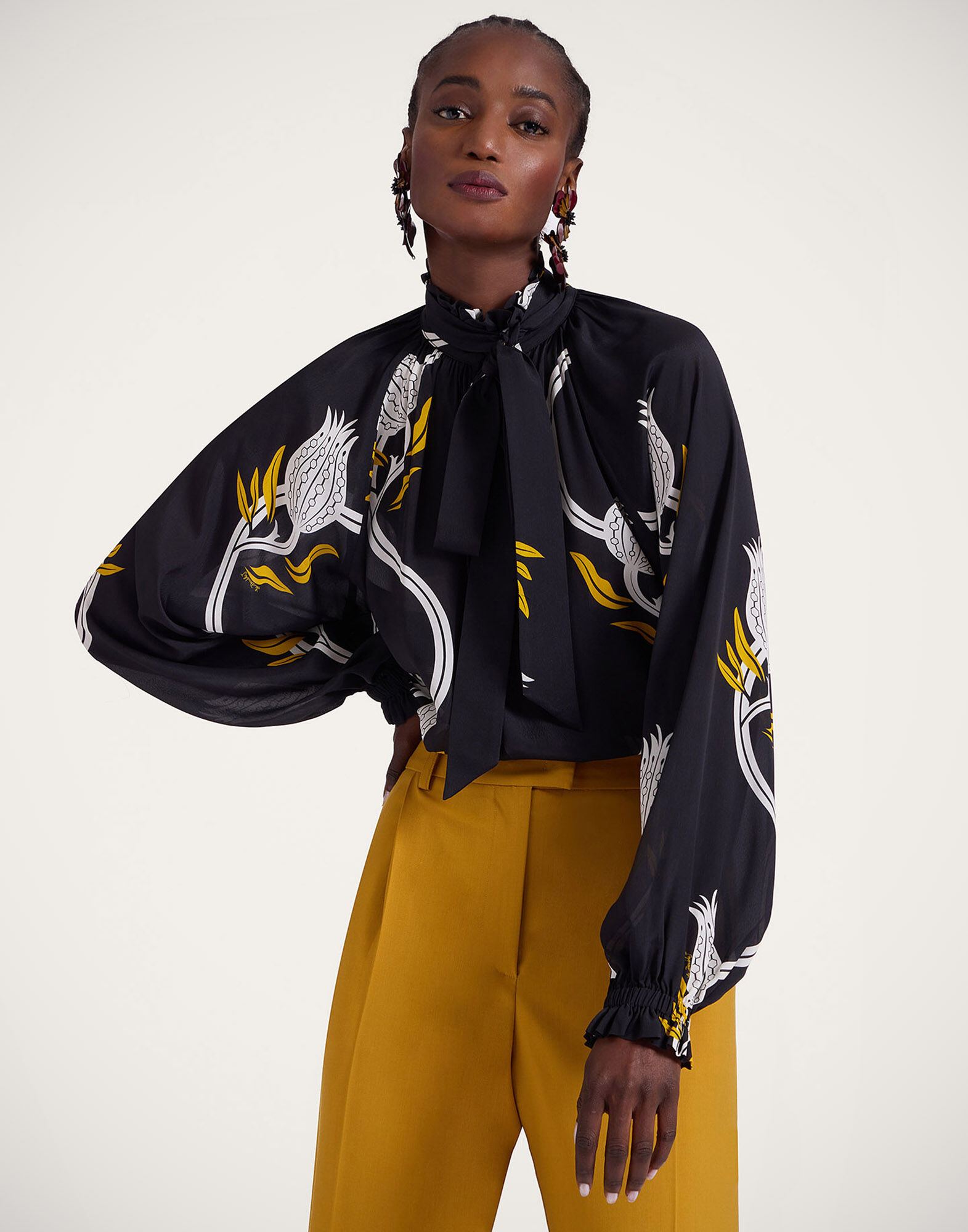 Cerere Blouse La DoubleJ: Melograno Black & White Cerere Blouse La DoubleJ: Melograno Black & White SHI0120VIS019