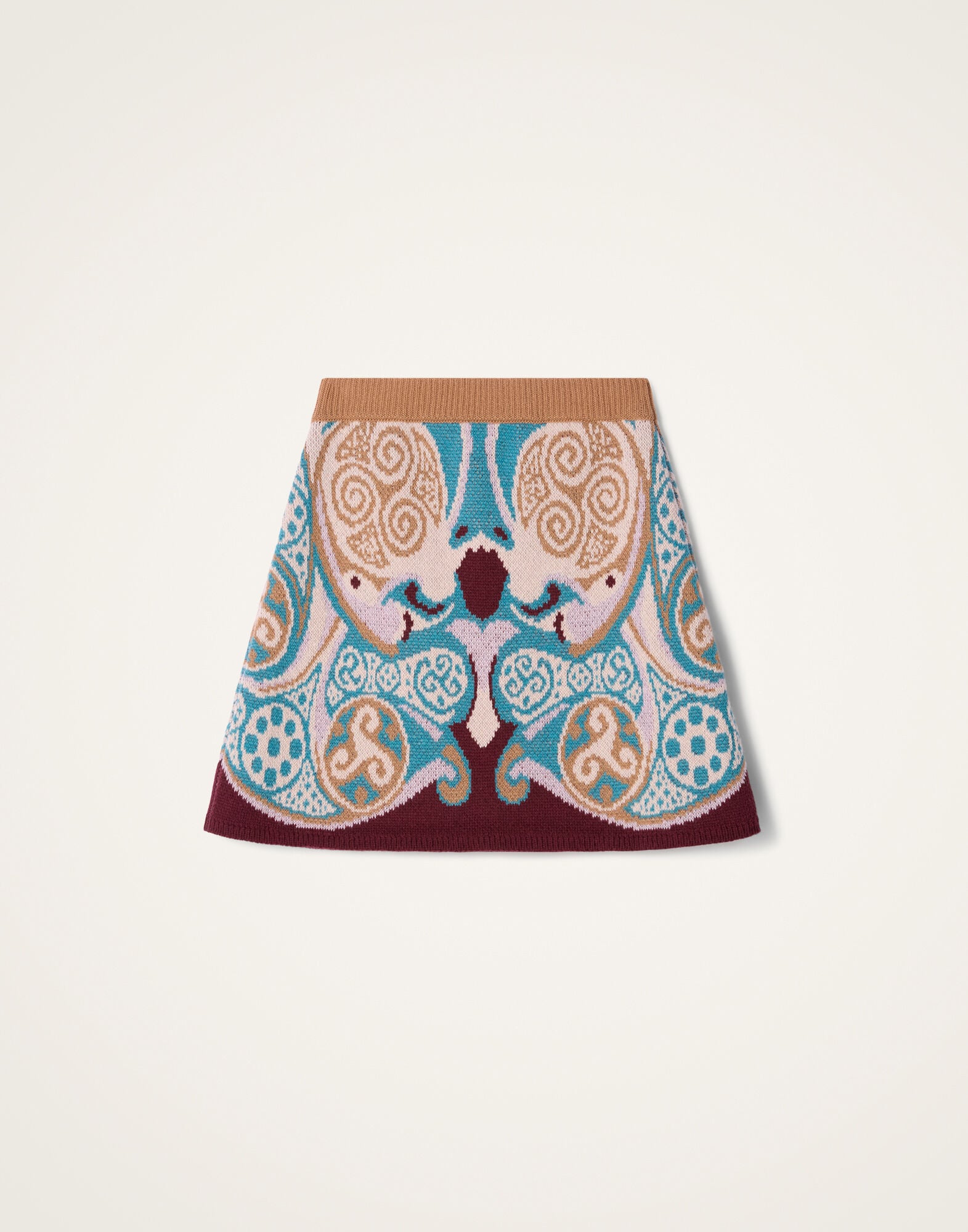 In My Power Mini Skirt La DoubleJ: Alchemy Light Blue, Burgundy, and Camel In My Power Mini Skirt La DoubleJ: Alchemy Light Blue, Burgundy, and Camel SKI0169KNI223