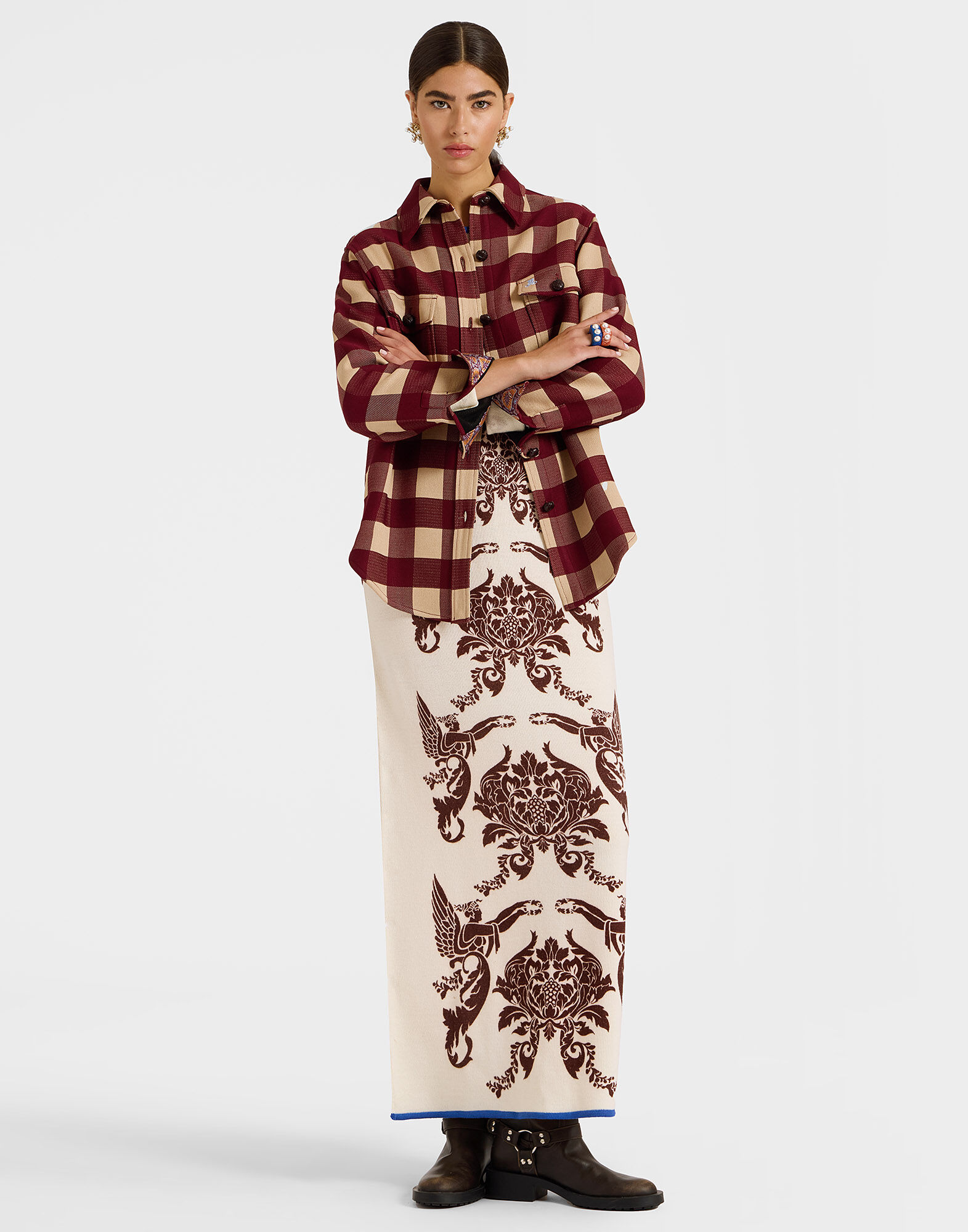 Better Than Your Boyfriend's Jacket La DoubleJ: Checkers Burgundy JAC0112VIS021