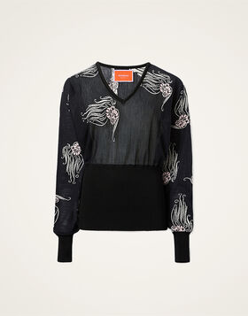 Winged Knit Top La DoubleJ: Lemuria Black PUL0331KNI186