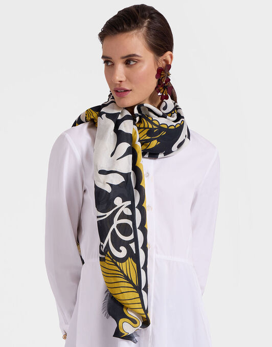 Foulard 140 La DoubleJ: Marea Black & White Foulard 140 La DoubleJ: Marea Black & White SCA0060MOS001