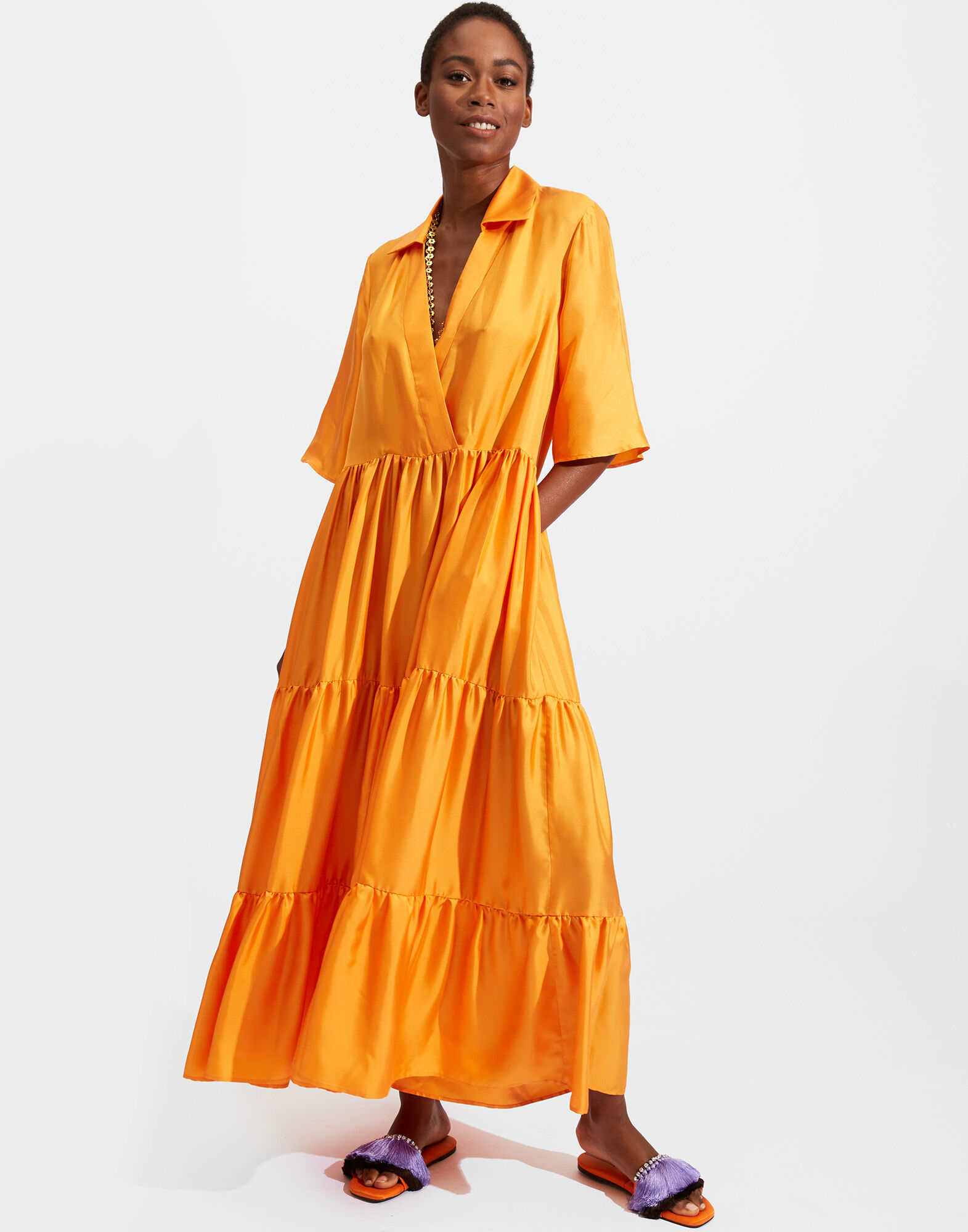 The J Dress La DoubleJ: Solid Orange DRE0435SIL001