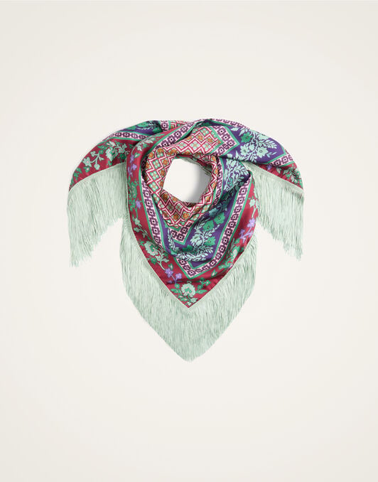 Reversible Fringe Foulard 90 La DoubleJ: Regalia Placée Red Reversible Fringe Foulard 90 La DoubleJ: Regalia Placée Red SCA0073SIL006