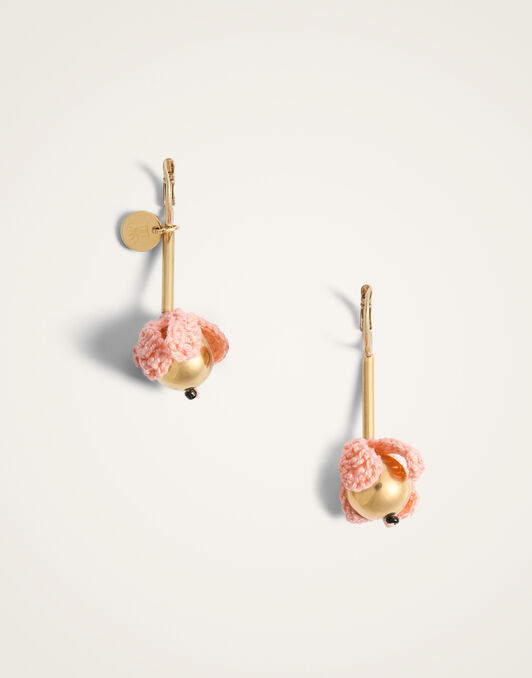 Bouquet Drop Earrings La DoubleJ: 24K Gold Plate & Pink Cotton Crochet Bouquet Drop Earrings La DoubleJ: 24K Gold Plate & Pink Cotton Crochet EAR0075BRA010