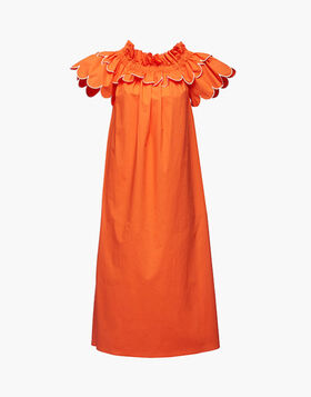 Breakfast Dress Embroidered La DoubleJ: Solid Coral DRE0504COT043