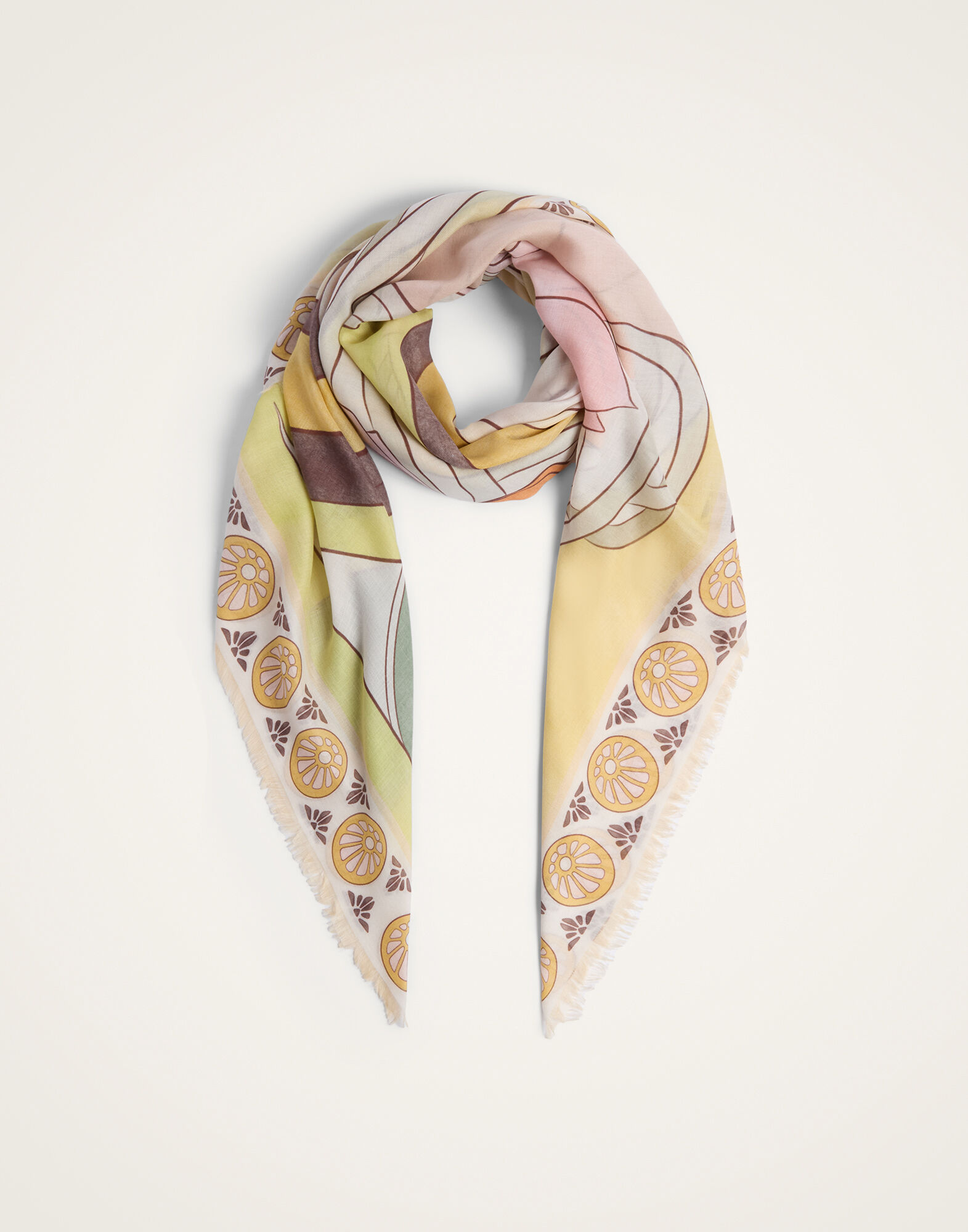 Foulard 140 La DoubleJ: Tulip Placée Pale Pink SCA0060MOS001