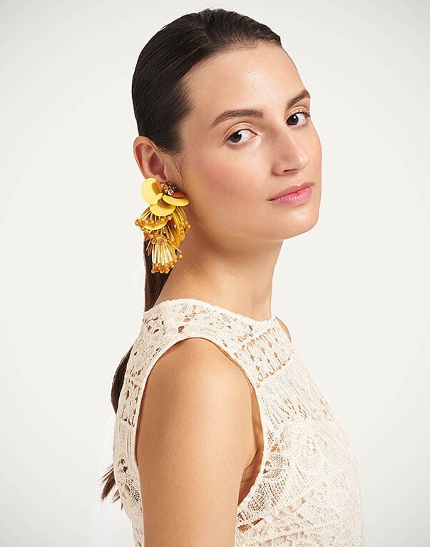 Petal Long Earrings La DoubleJ: Yellow Petal Long Earrings La DoubleJ: Yellow EAR0090EMB222