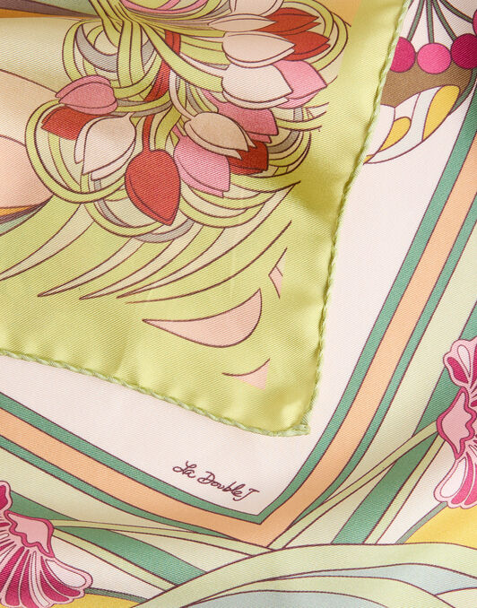 Reversible Foulard 90 La DoubleJ: Florette Placée Fuchsia Reversible Foulard 90 La DoubleJ: Florette Placée Fuchsia SCA0099SIL006