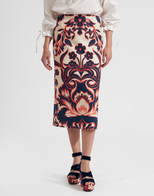 Pencil Skirt La DoubleJ: Va-Va Placée White SKI0011COT005
