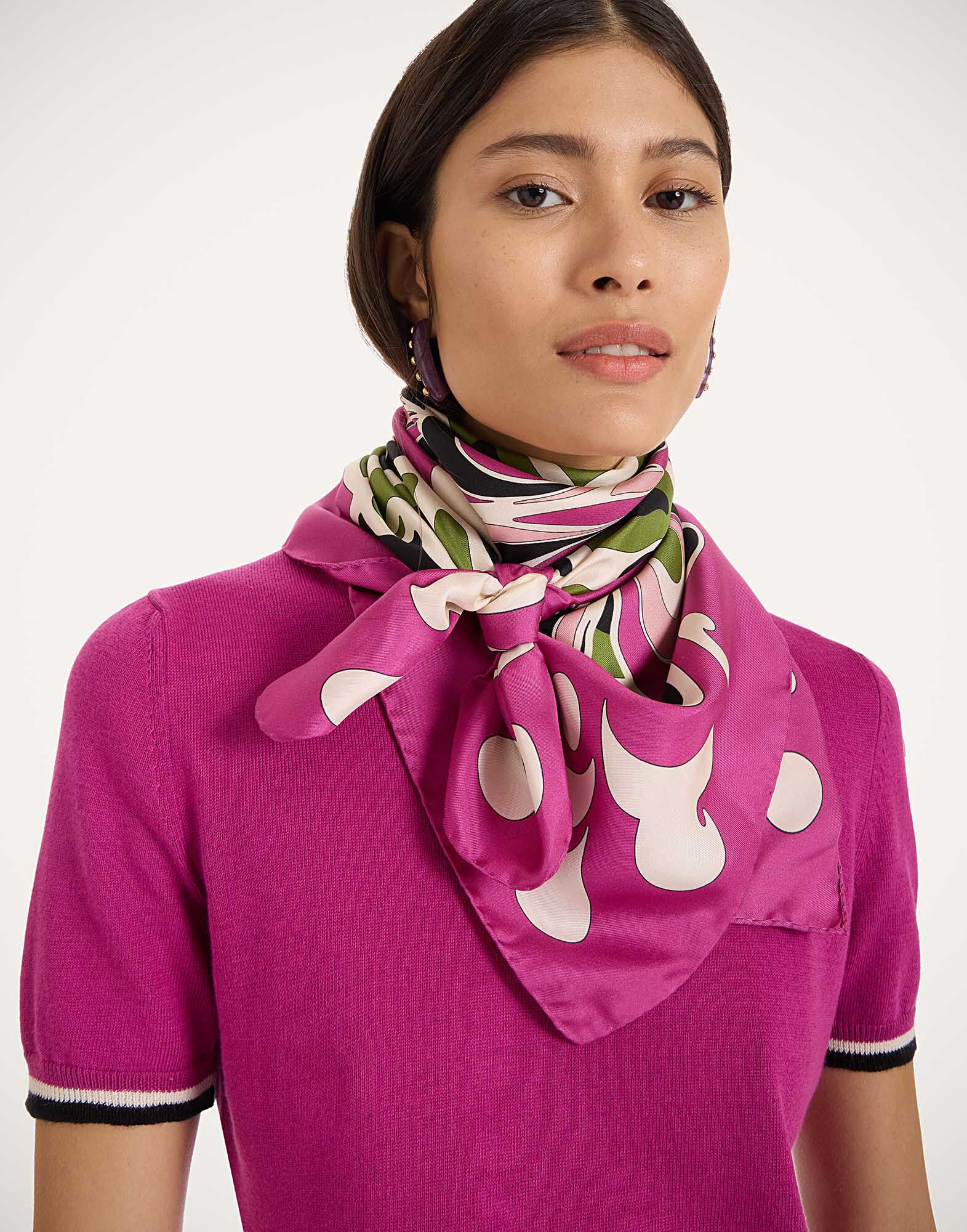 Foulard 90 La DoubleJ: Phoenix Placée Pink SCA0067SIL006