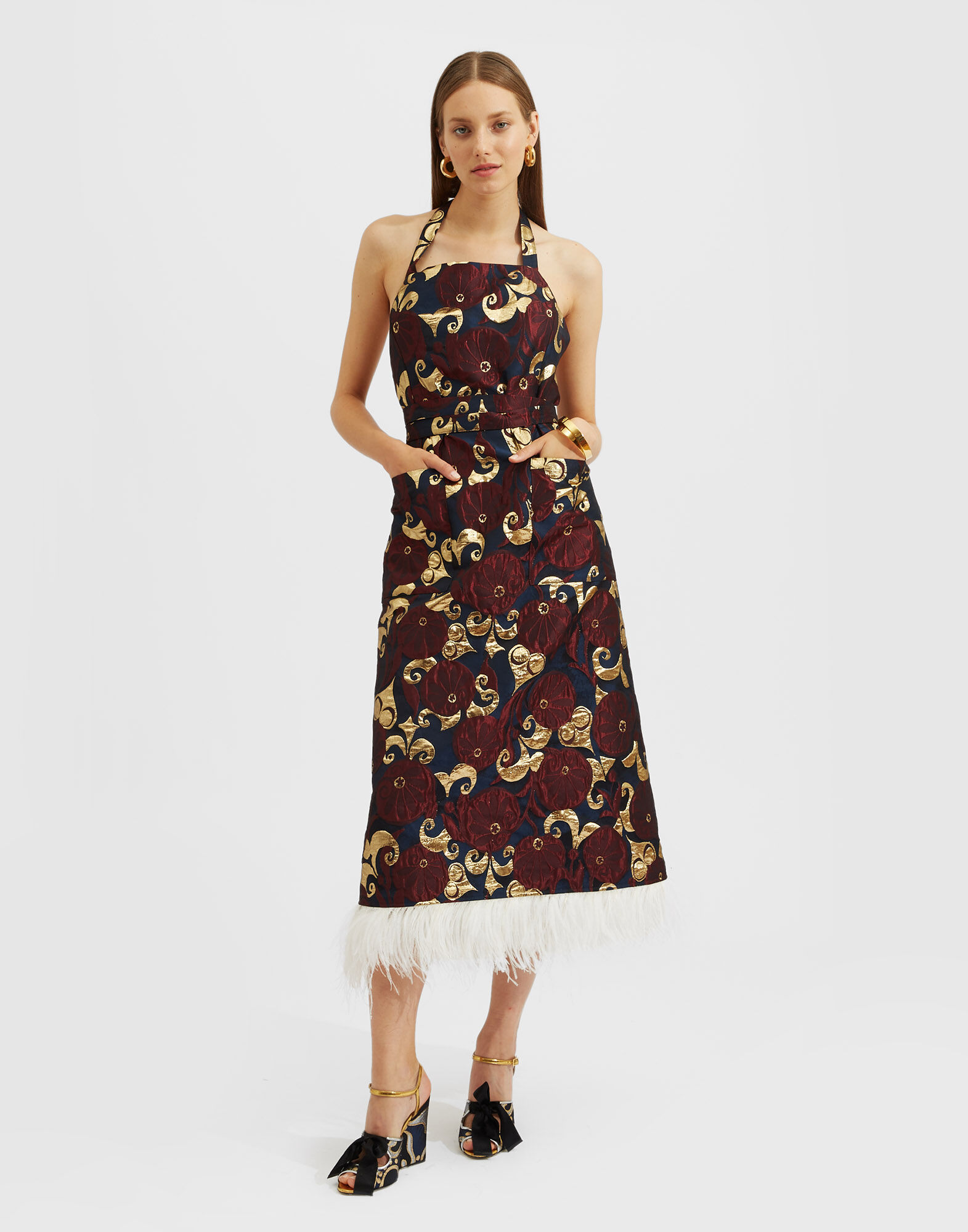 Apron Dress La DoubleJ: Moonflower Gold Apron Dress La DoubleJ: Moonflower Gold DRE0572JCQ051