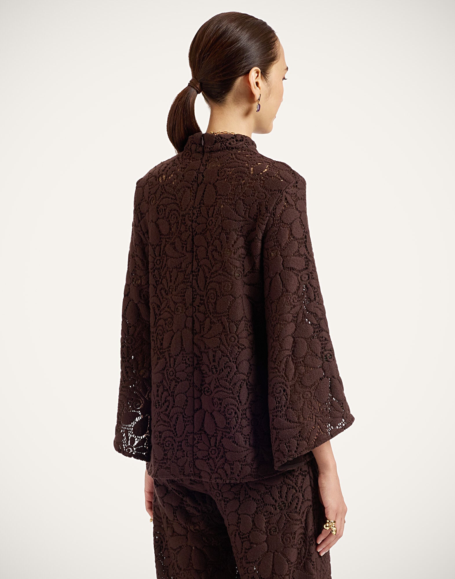 Women's Lacey Make An Exit Top in Solid Chocolate | La DoubleJ