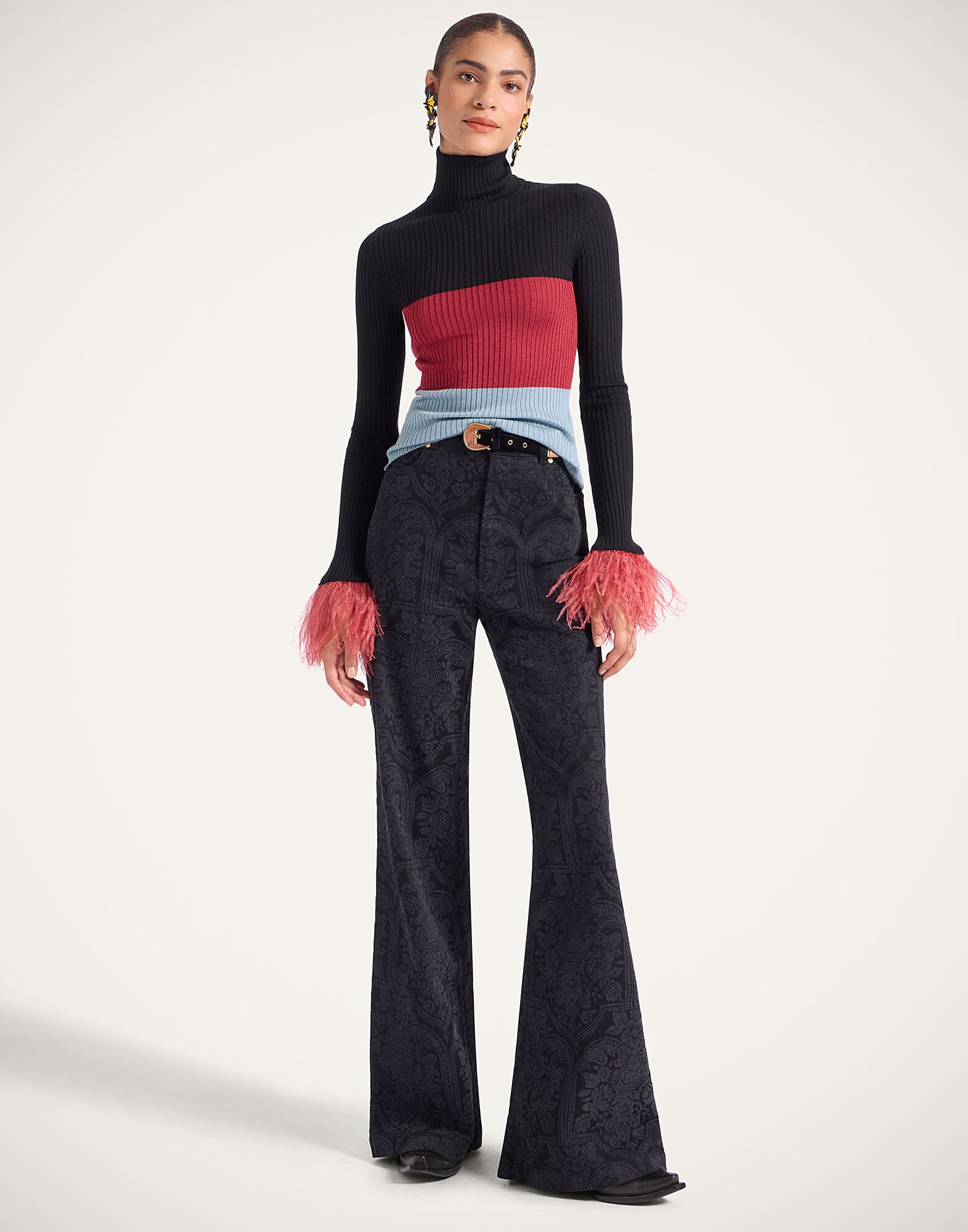 High Kick Top La DoubleJ: Color Block Black & Burgundy PUL0167KNI091