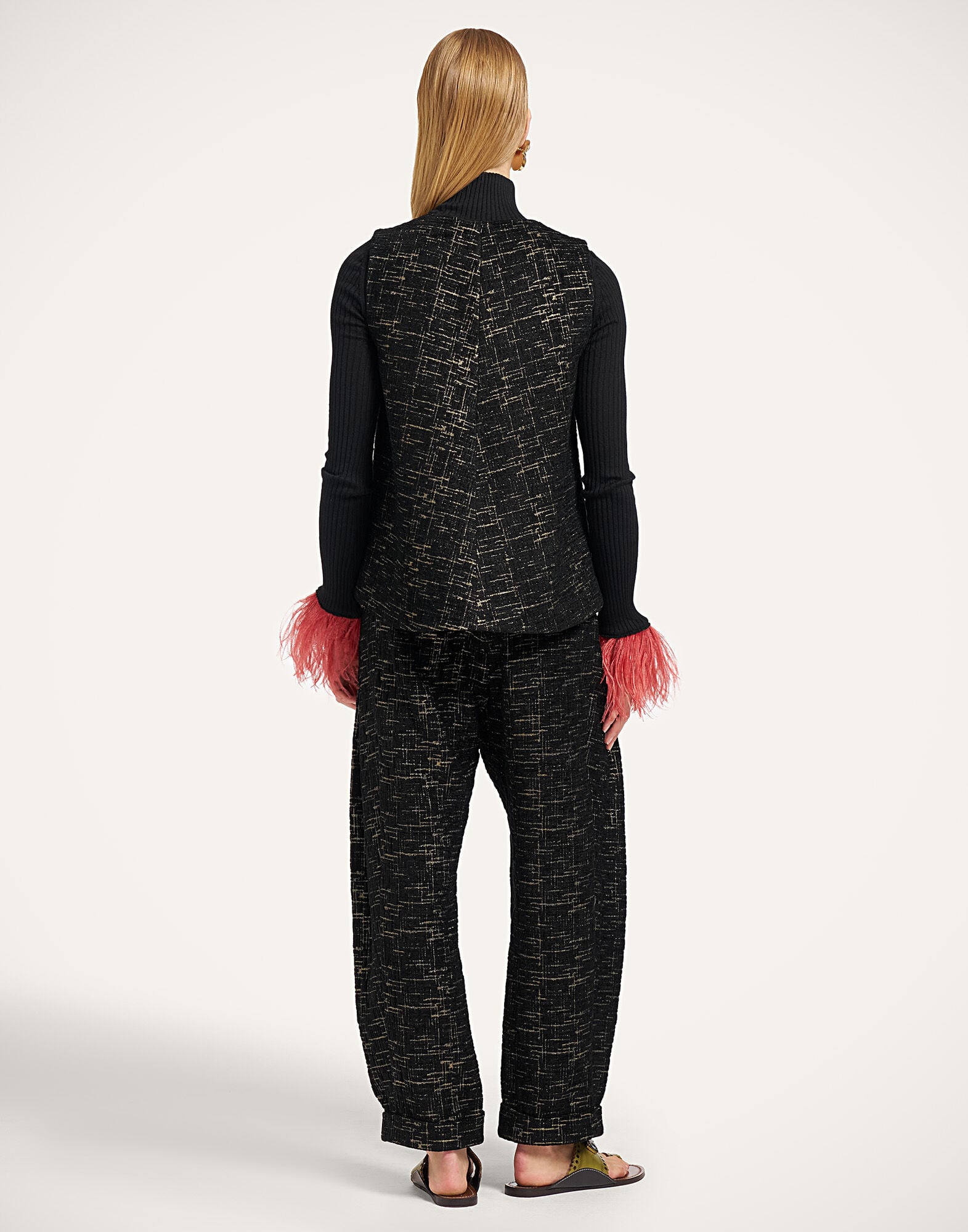 Pleated Pants La DoubleJ: Bicolor Black Pleated Pants La DoubleJ: Bicolor Black TRO0214WOL040