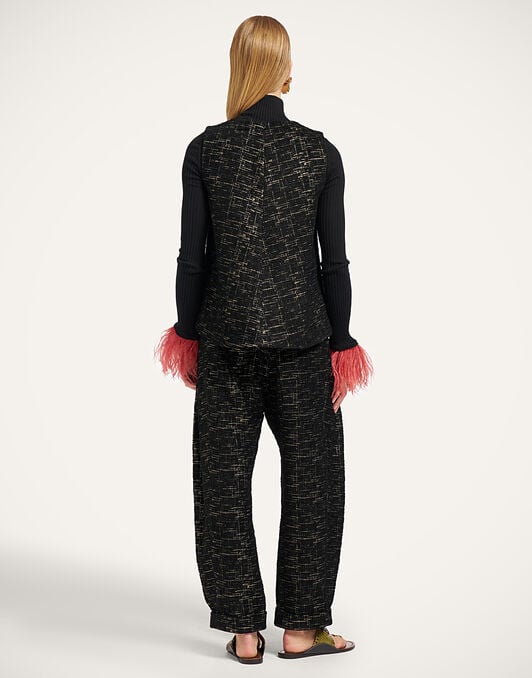 Pleated Pants La DoubleJ: Bicolor Black Pleated Pants La DoubleJ: Bicolor Black TRO0214WOL040