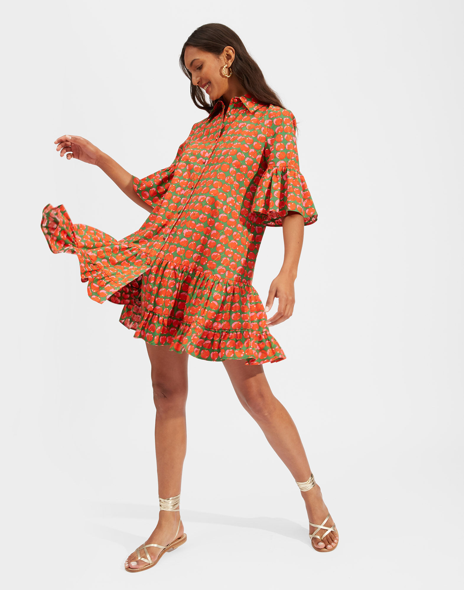 Choux Dress La DoubleJ: Green Cherries Choux Dress La DoubleJ: Green Cherries DRE0205COT015
