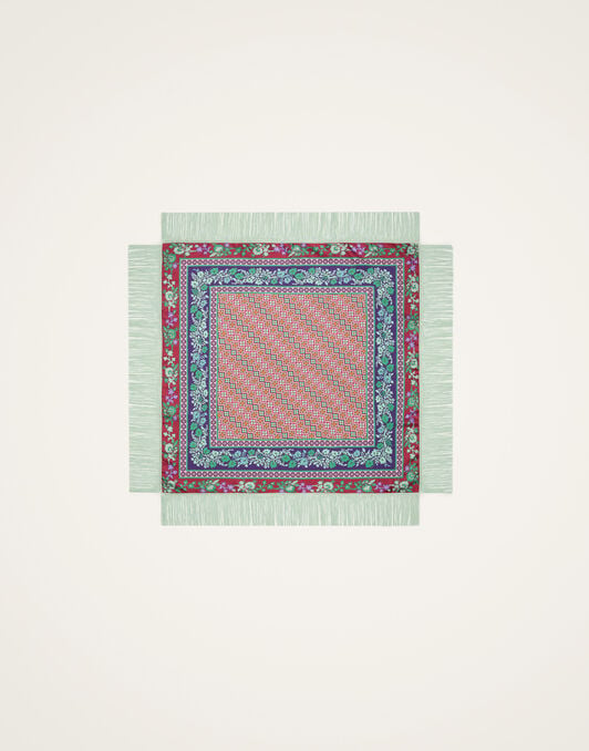 Reversible Fringe Foulard 90 La DoubleJ: Regalia Placée Red Reversible Fringe Foulard 90 La DoubleJ: Regalia Placée Red SCA0073SIL006