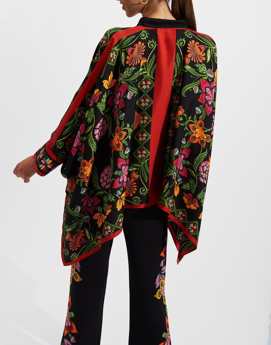 Foulard Shirt La DoubleJ: Folk Flowers Nero Placée SHI0167LAC008