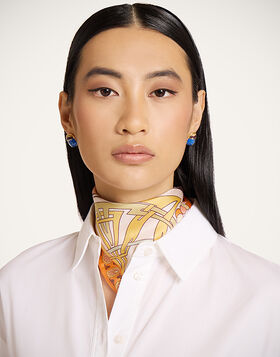 Foulard 45 La DoubleJ: Florette Placée Pale Pink SCA0065SIL006