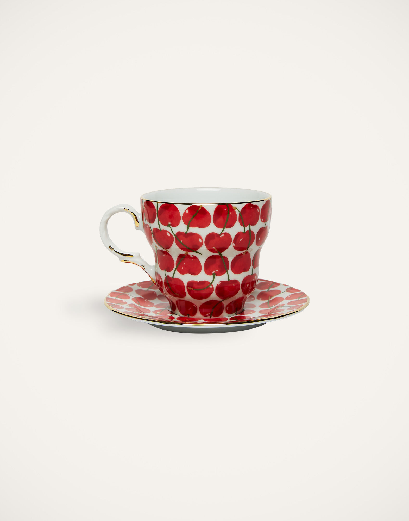 Big Mama Cup And Saucer La DoubleJ: Cherries Avorio Big Mama Cup And Saucer La DoubleJ: Cherries Avorio DIS0066CER001