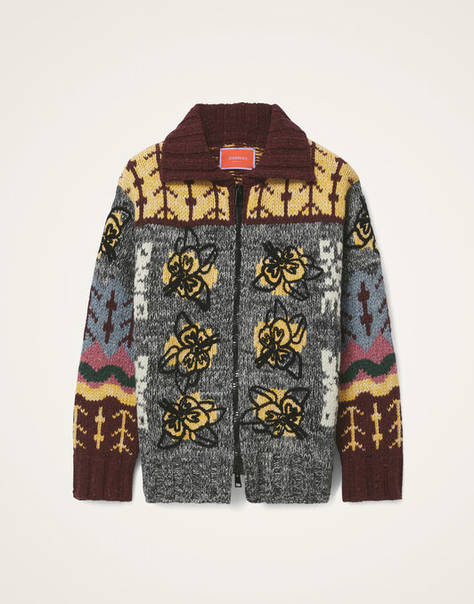 Chalet Cardigan La DoubleJ: Multicolor Grey & Yellow PUL0288KNI166