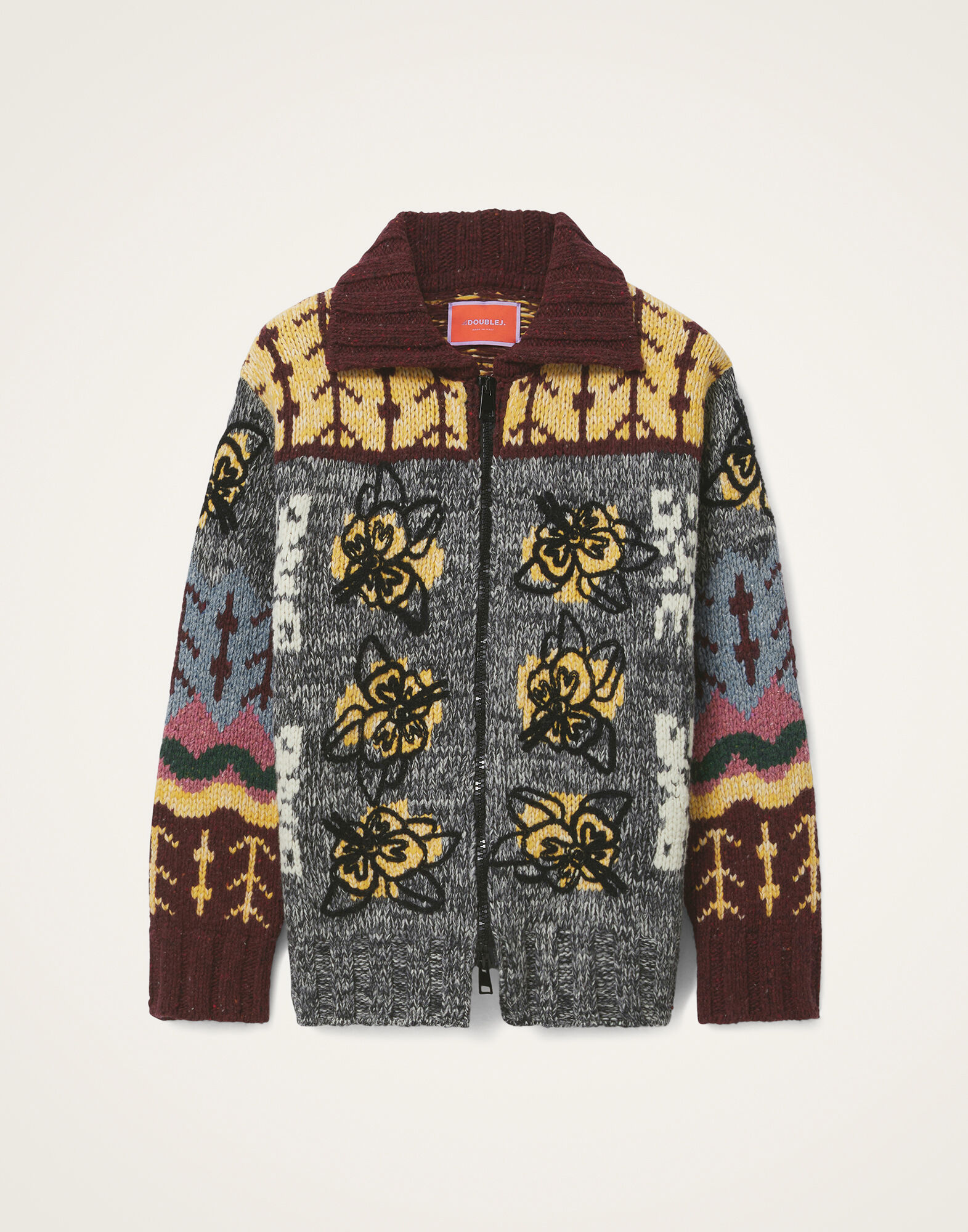 Chalet Cardigan La DoubleJ: Multicolor Grey & Yellow PUL0288KNI166